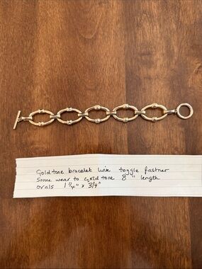 Gold-Tone Link Toggle Bracelet - Elegant Oval Chain